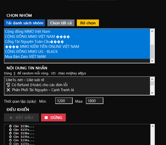 Tool Tự Động Gửi Tin Nhắn Quảng Cáo Lên Nhóm Telegram